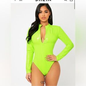 Neon Green size medium shein Long Sleeve body suit